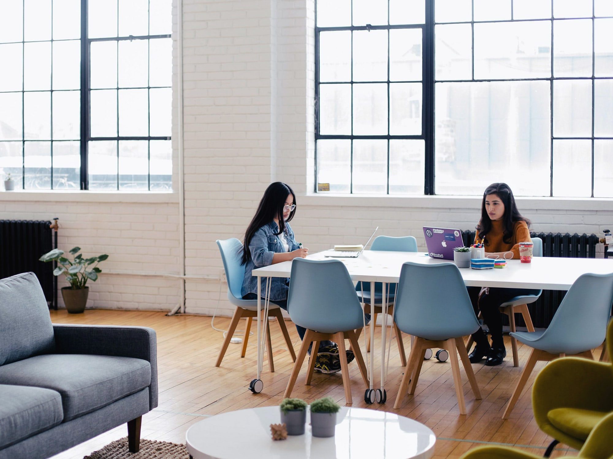 Students working on their essays